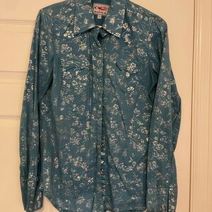 Blue Floral pearl snap cowgirl shirt